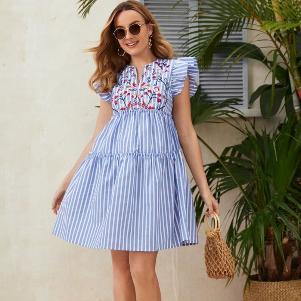 SHEIN Maternity Striped Floral Dress